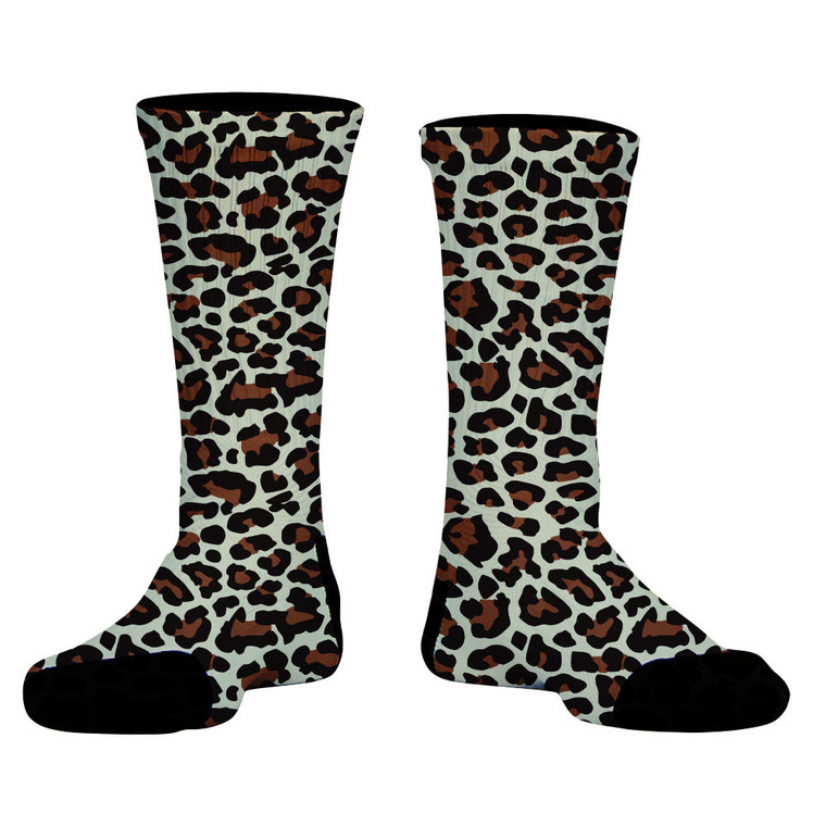 Cheetah Pattern Crew Socks - Vegas Gold