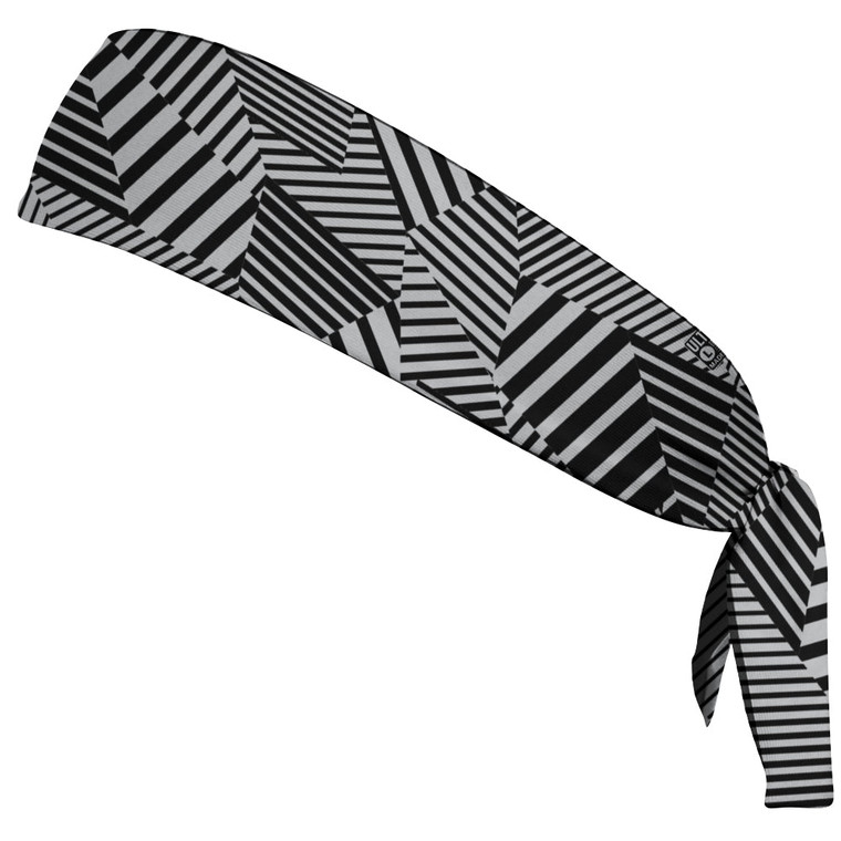 Multiple Lines Pattern Headband Made In USA - Grey Medium and Black