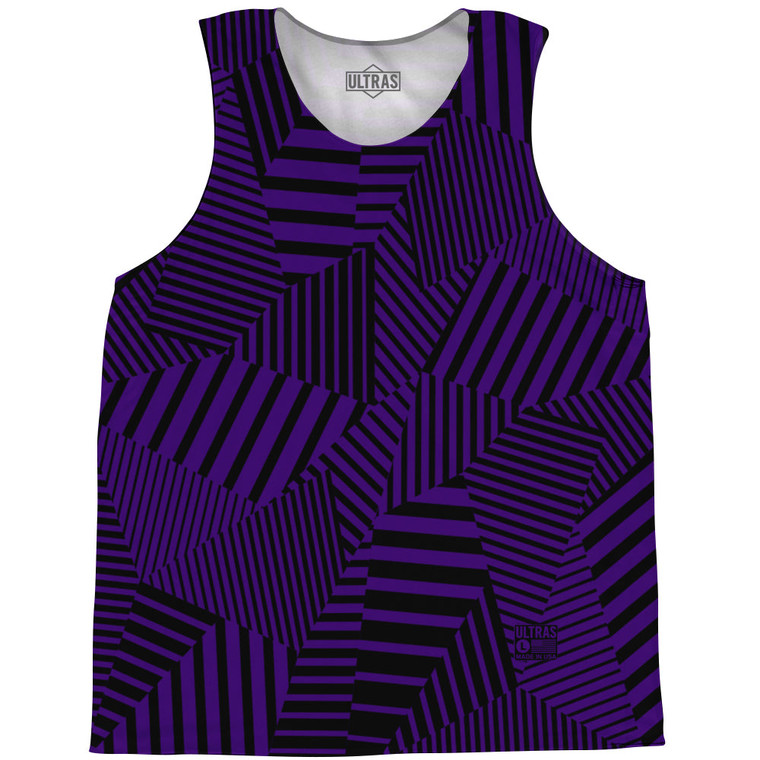 Multiple Lines Pattern Basketball Singlets - Purple Lakers and Black