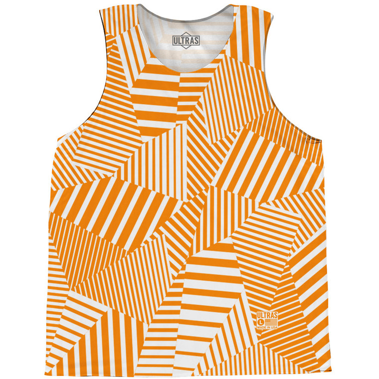 Multiple Lines Pattern Basketball Singlets - Orange Tennessee and White