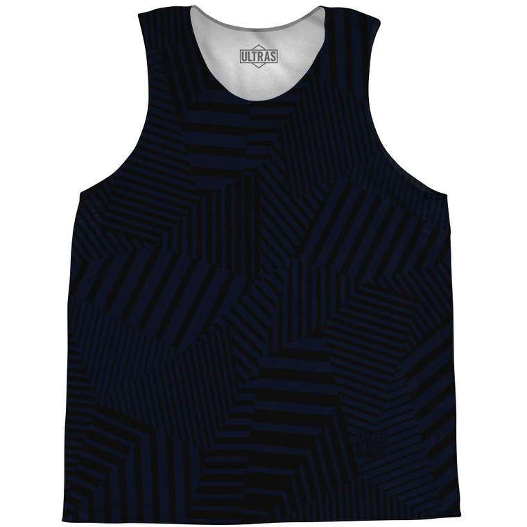 Multiple Lines Pattern Basketball Singlets - Blue Navy Almost Black and Black