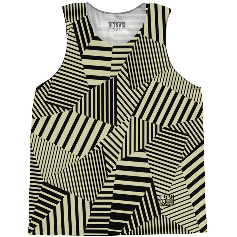 Multiple Lines Pattern Basketball Singlets - Vegas Gold and Black