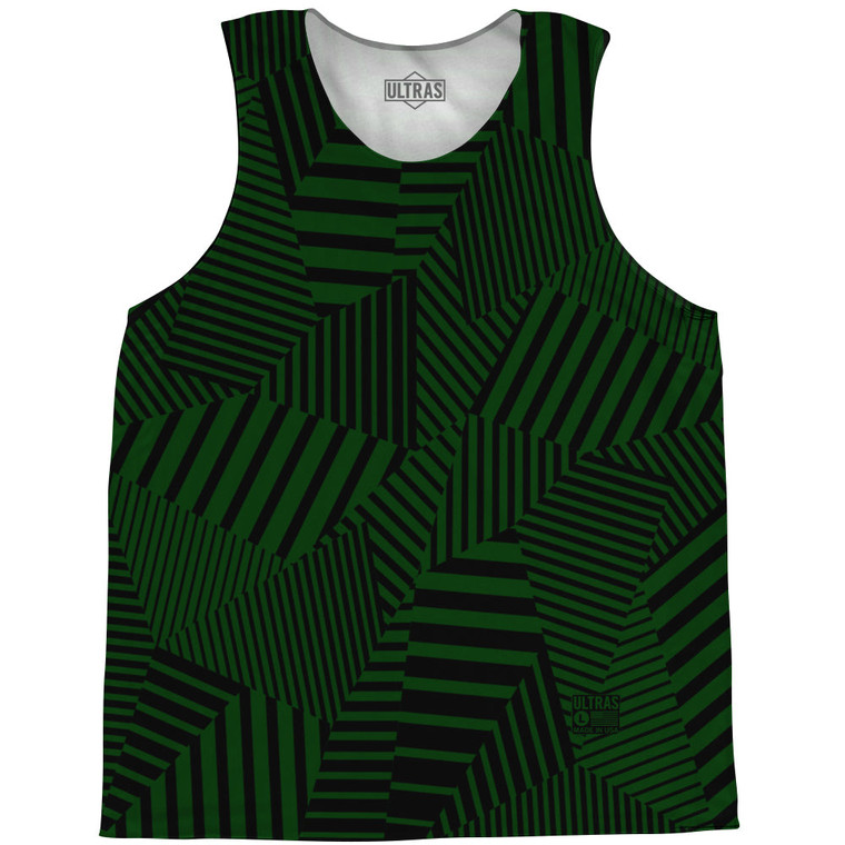 Multiple Lines Pattern Basketball Singlets - Green Forest and Black
