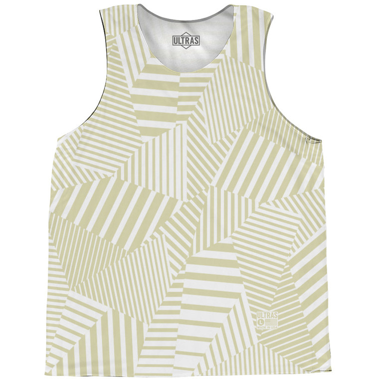 Multiple Lines Pattern Basketball Singlets - Vegas Gold and White