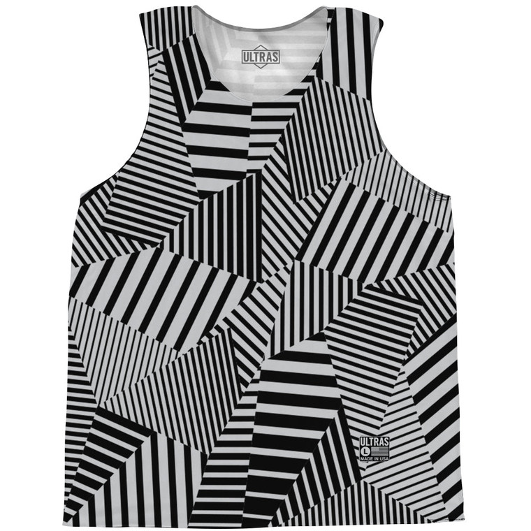 Multiple Lines Pattern Basketball Singlets - Grey Medium and Black