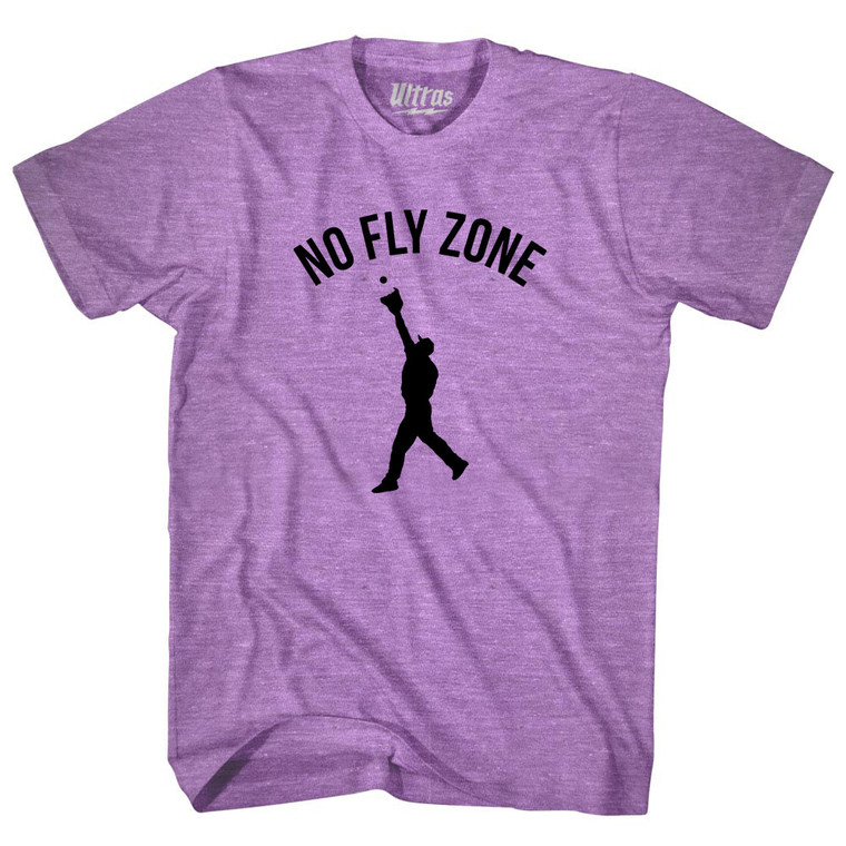 No Fly Zone Outfield Baseball Catch Adult Tri-Blend T-shirt - Athletic Purple