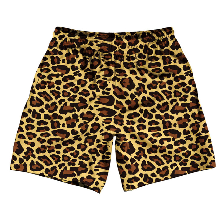 Cheetah Pattern Athletic Running Fitness Exercise Shorts 7" Inseam Shorts Made In USA - Yellow