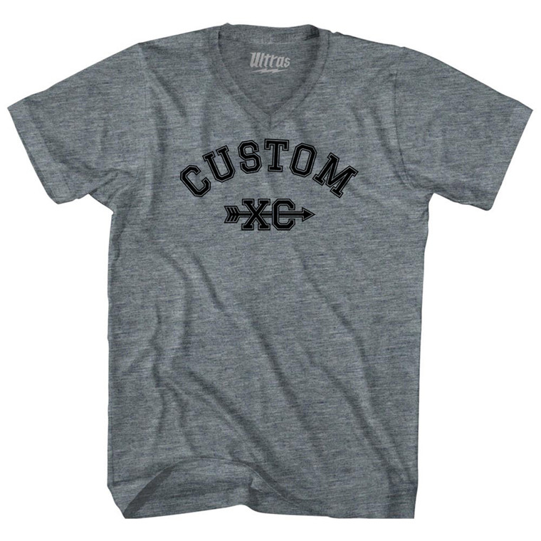 Custom XC Tri-Blend V-neck Womens Junior Cut T-shirt - Athletic Grey