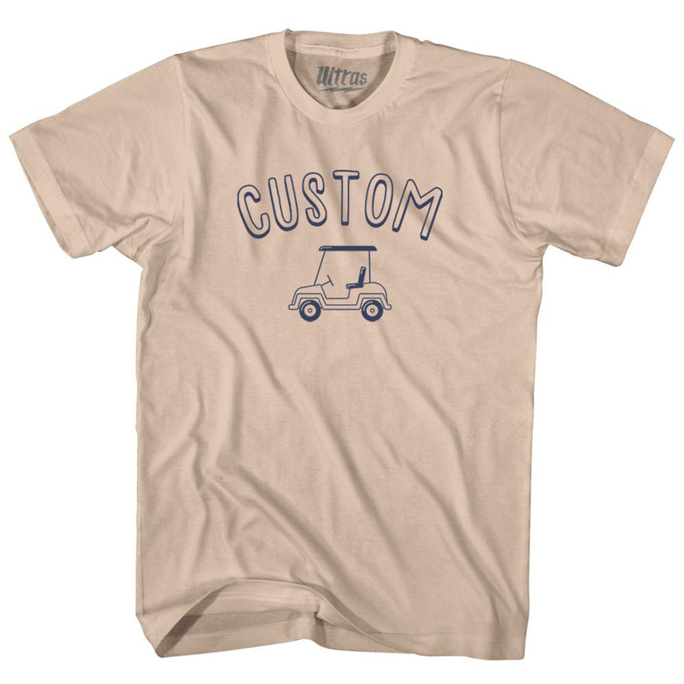 Custom Golf Cart Adult Cotton T-shirt - Creme