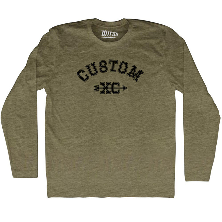 Custom XC Adult Tri-Blend Long Sleeve T-shirt - Military Green