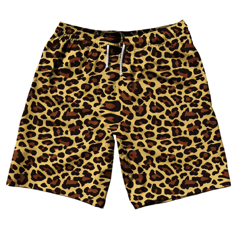 Cheetah Pattern 10" Swim Shorts Made in USA - Yellow