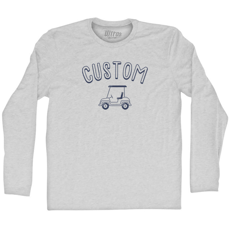 Custom Golf Cart Adult Cotton Long Sleeve T-shirt - Grey Heather