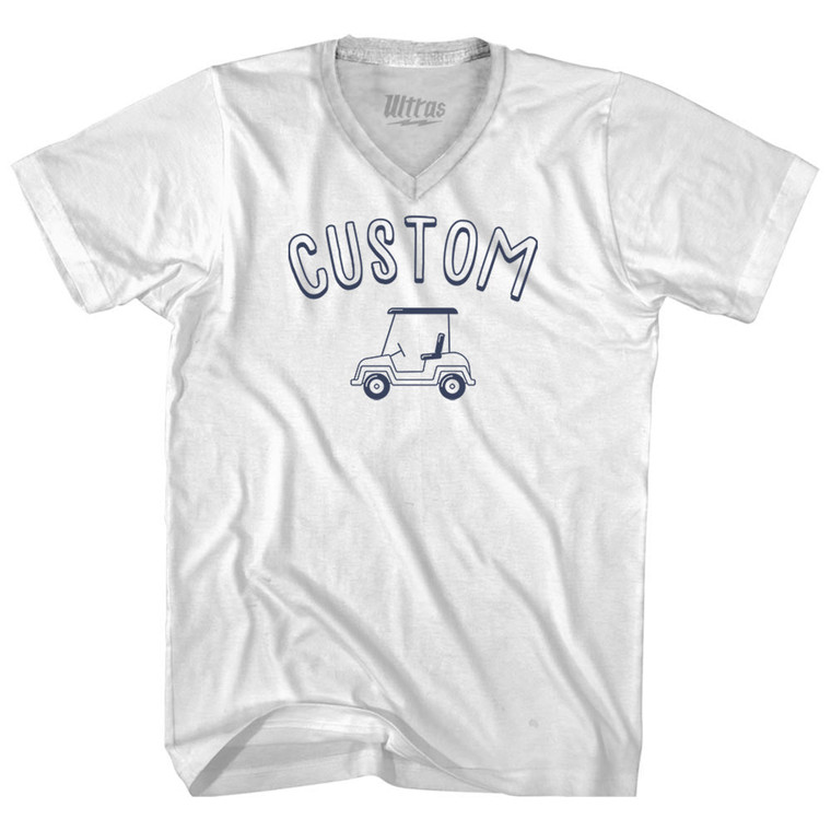 Custom Golf Cart Adult Tri-Blend V-neck T-shirt - White
