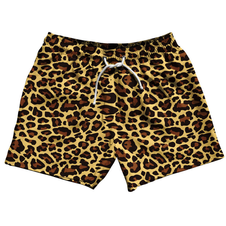 Cheetah Pattern 5" Swim Shorts Made in USA - Yellow