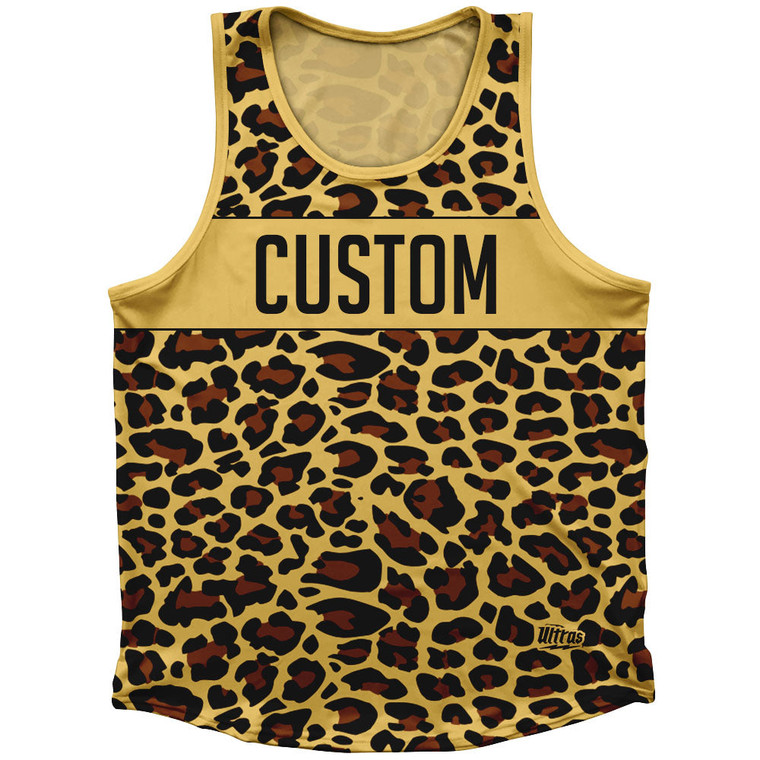 Cheetah Pattern Custom Athletic Tank Top Made In USA - Yellow