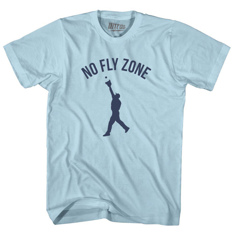 No Fly Zone Outfield Baseball Catch Adult Cotton T-shirt - Light Blue