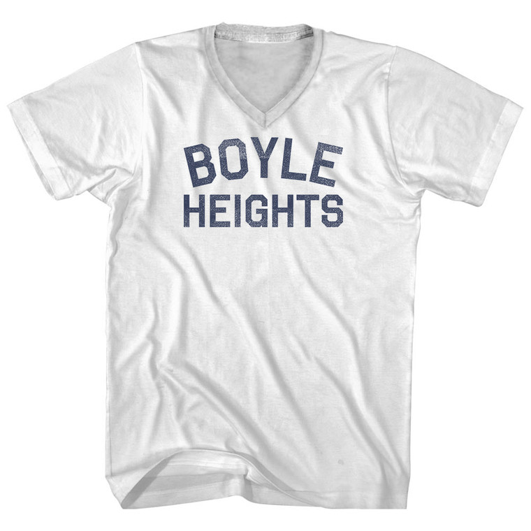 Boyle Heights Adult Cotton V-neck T-shirt - White