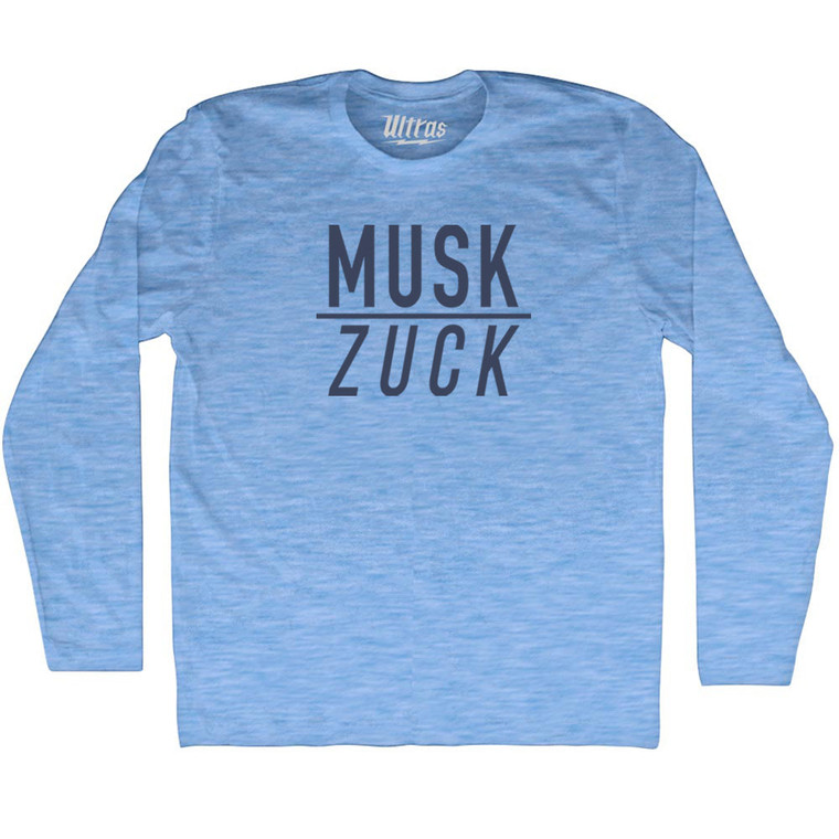 Musk Over Zuck Adult Tri-Blend Long Sleeve T-shirt - Athletic Blue