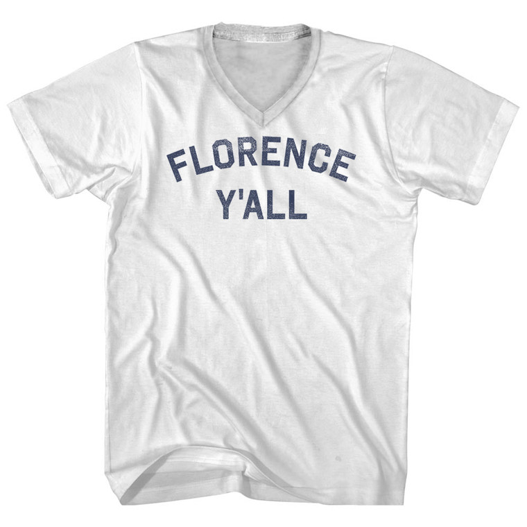 Florence Y'all Adult Cotton V-neck T-shirt - White