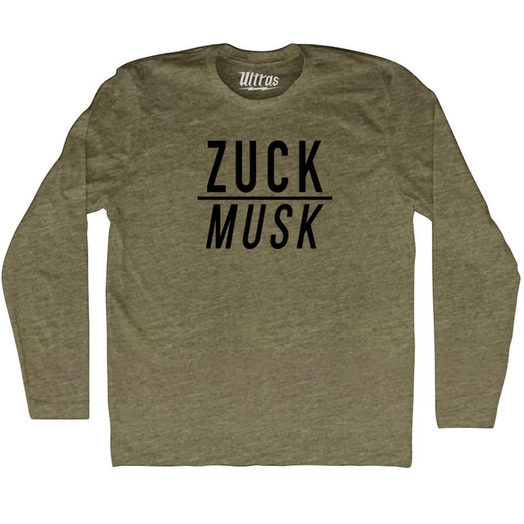 Zuck over Musk Adult Tri-Blend Long Sleeve T-shirt - Military Green