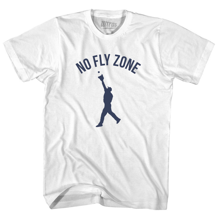 No Fly Zone Outfield Baseball Catch Adult Cotton T-shirt - White