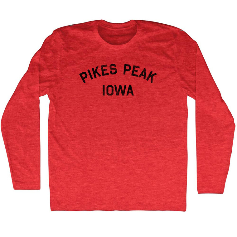 Pikes Peak Iowa Adult Tri-Blend Long Sleeve T-shirt - Athletic Red