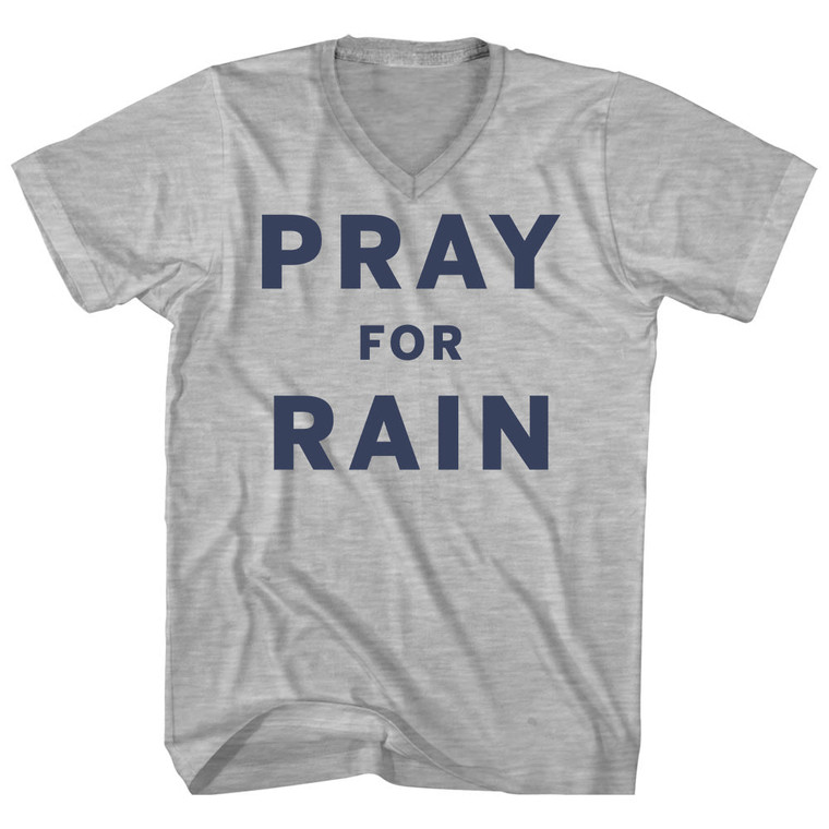 Pray For Rain Adult Cotton V-neck T-shirt - Grey Heather