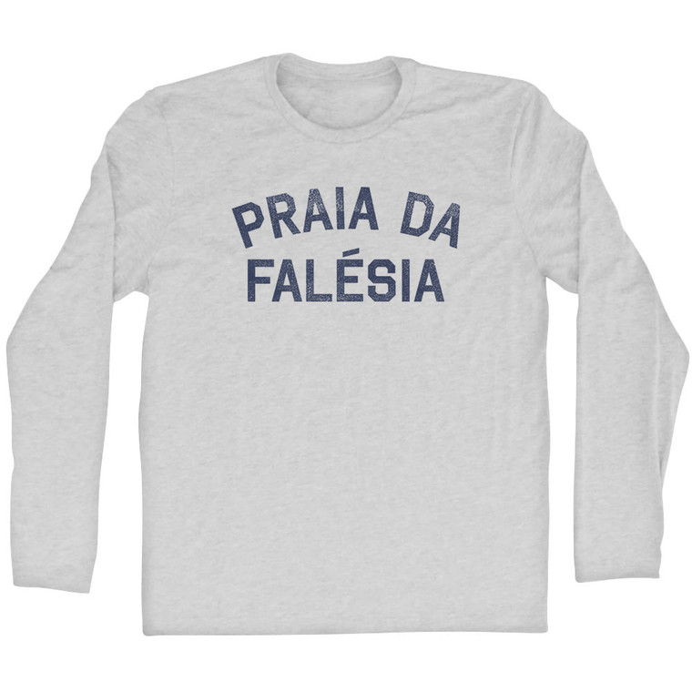 Praia Da Falesia Adult Cotton Long Sleeve T-shirt - Grey Heather