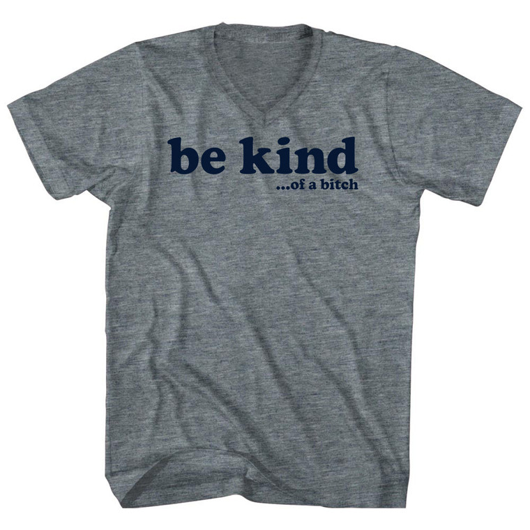Be Kind .Of A Bitch Tri-Blend V-neck Womens Junior Cut T-shirt - Athletic Grey