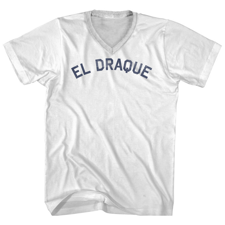 El Draque Adult Cotton V-neck T-shirt - White
