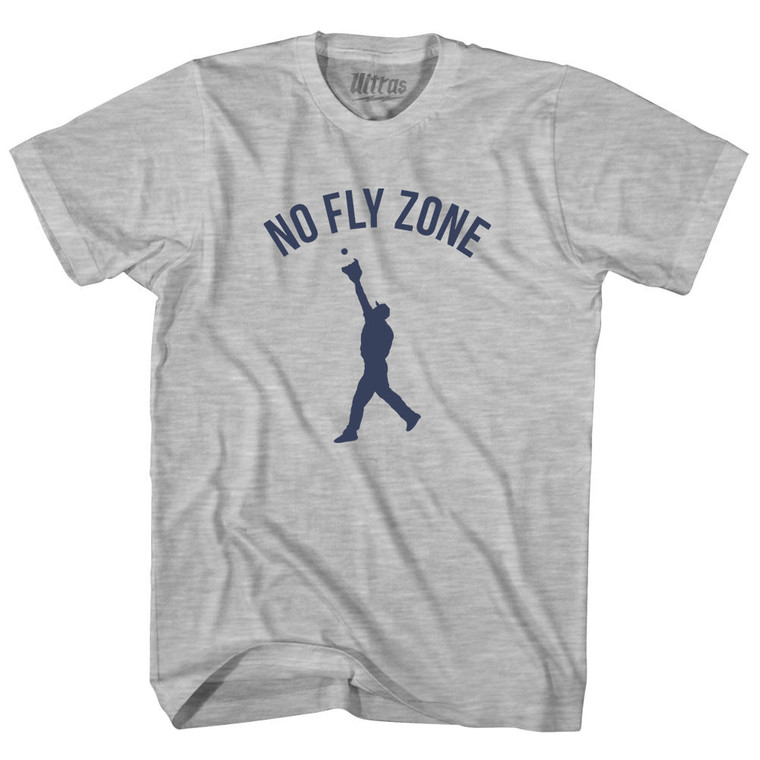 No Fly Zone Outfield Baseball Catch Adult Cotton T-shirt - Grey Heather