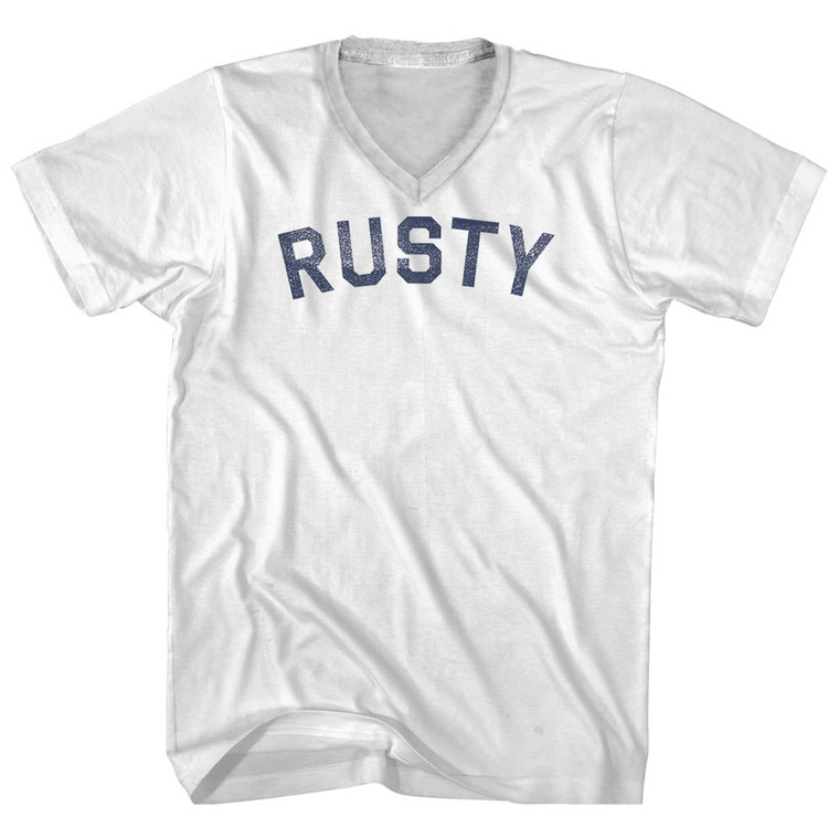 Rusty Adult Cotton V-neck T-shirt - White