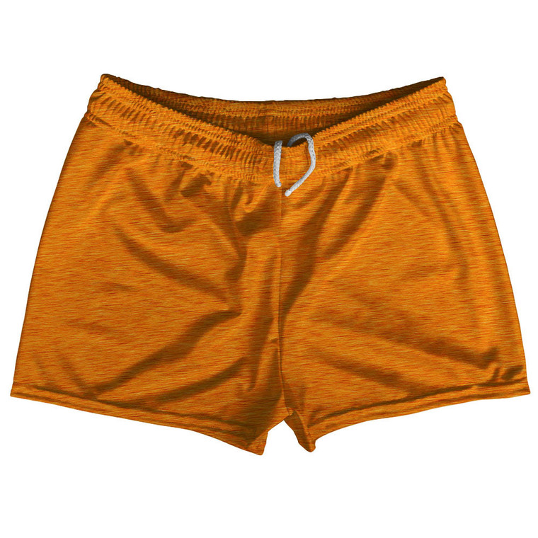 Heathered Shorty Short Gym Shorts 2.5" Inseam Made In USA - Orange Bright