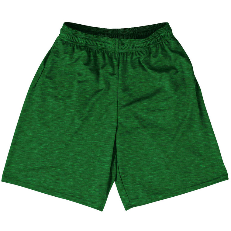Heathered Lacrosse Shorts Made In USA - Dark Kelly Green