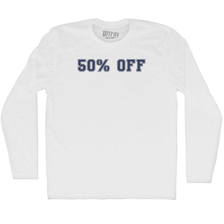 50% OFF Adult Cotton Long Sleeve T-shirt - White