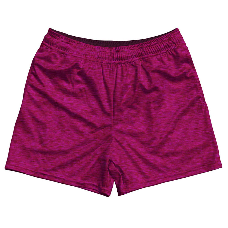 Heathered Rugby Shorts Made In USA - Pink Fuschia