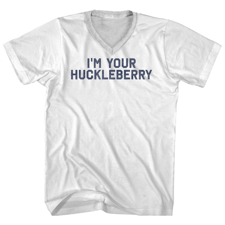 I'm Your Huckleberry Adult Cotton V-neck T-shirt - White