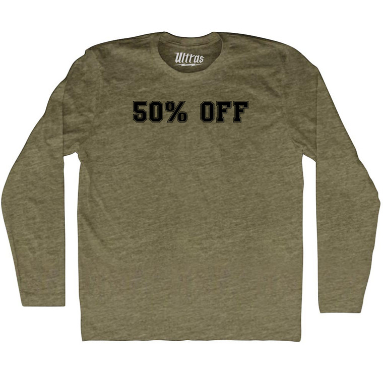 50% OFF Adult Tri-Blend Long Sleeve T-shirt - Military Green