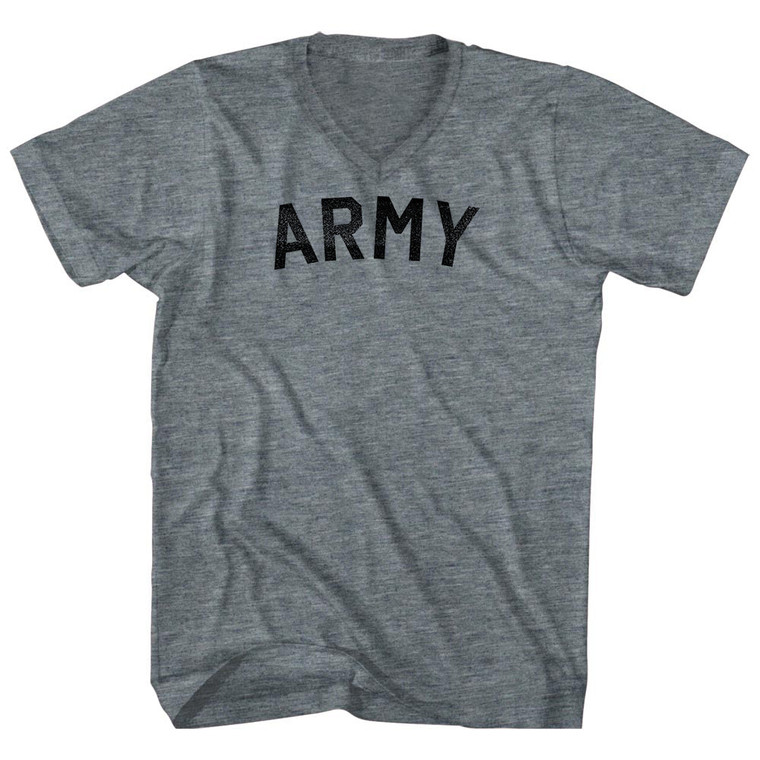 Army (Black Ink) Adult Tri-Blend V-neck T-shirt - Athletic Grey