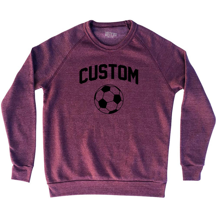 Custom Soccer Ball Adult Tri-Blend Sweatshirt - Cardinal