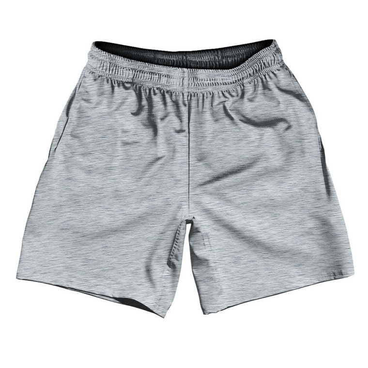 Heathered Athletic Running Fitness Exercise Shorts 7" Inseam Shorts Made In USA - Grey Medium