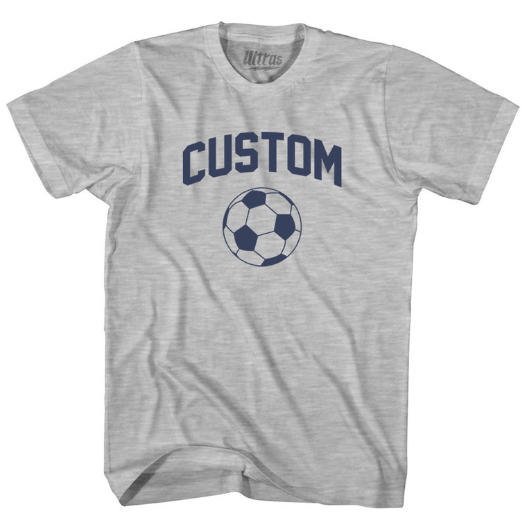 Custom Soccer Ball Adult Cotton T-shirt - Grey Heather