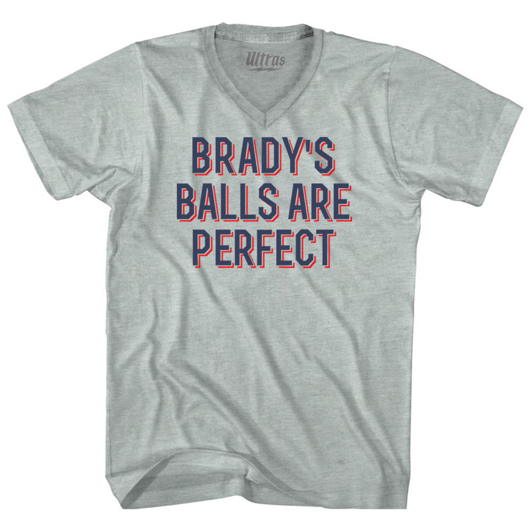 Brady's Balls Are Perfect Adult Tri-Blend V-neck T-shirt - Athletic Cool Grey