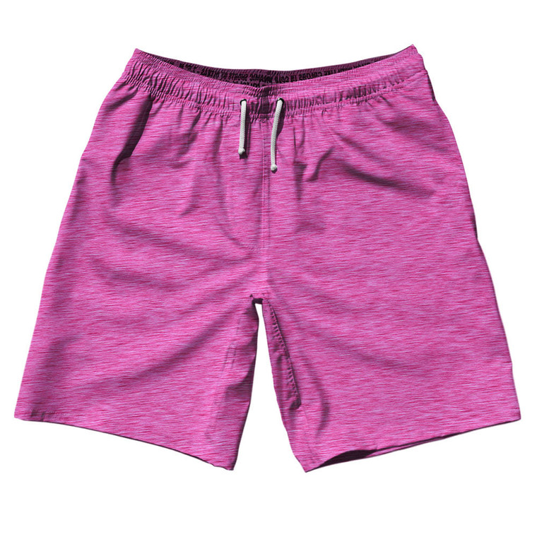 Heathered 10" Swim Shorts Made in USA - Hot Pink