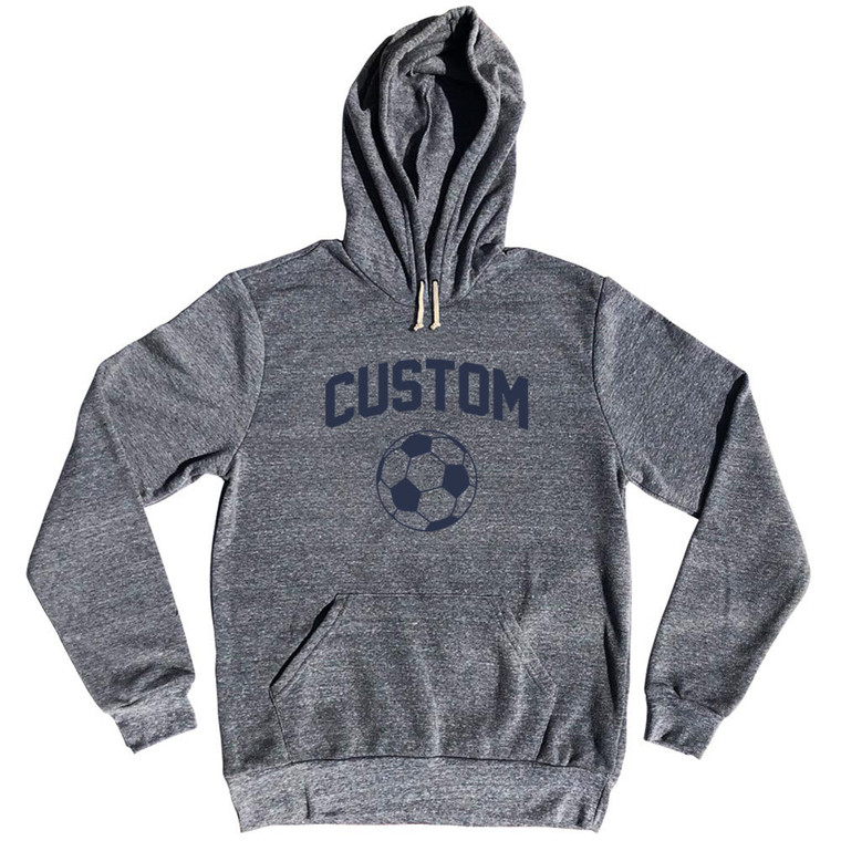 Custom Soccer Ball Tri-Blend Hoodie - Athletic Grey