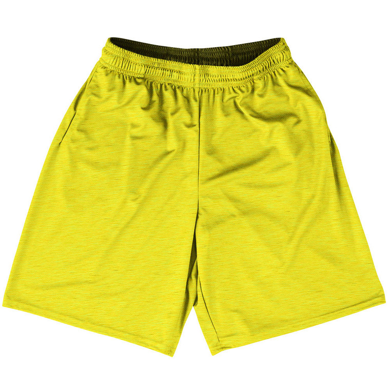 Heathered Basketball Practice Shorts Made In USA - Yellow Canary