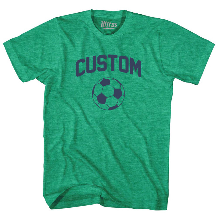 Custom Soccer Ball Adult Tri-Blend T-shirt - Athletic Green