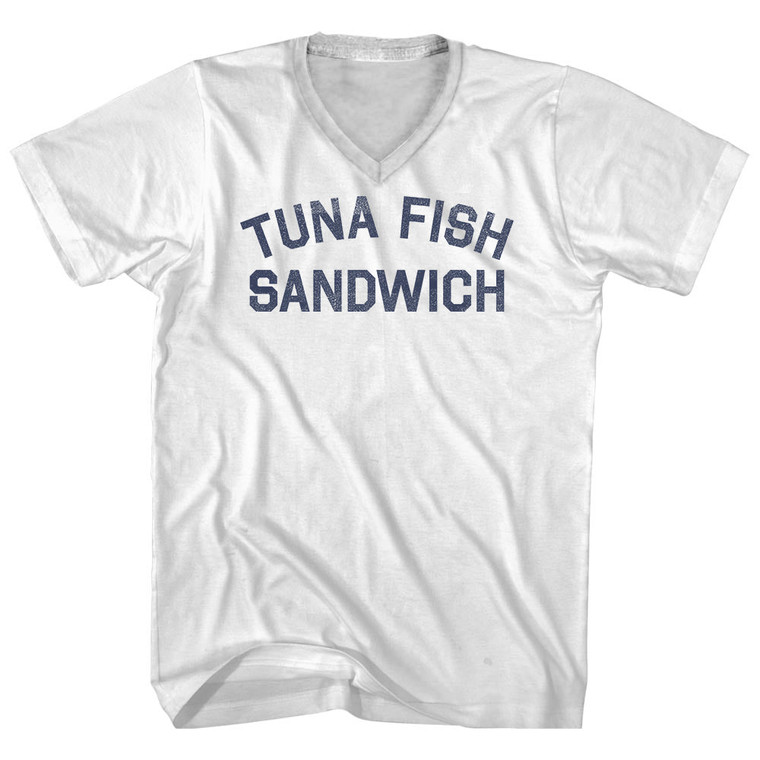 Tuna Fish Sandwich Adult Cotton V-neck T-shirt - White