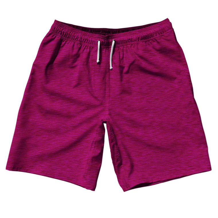 Heathered 10" Swim Shorts Made in USA - Pink Fuschia