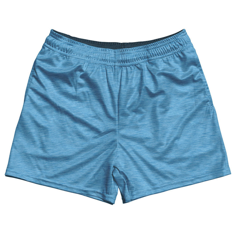 Heathered Rugby Shorts Made In USA - Blue Carolina